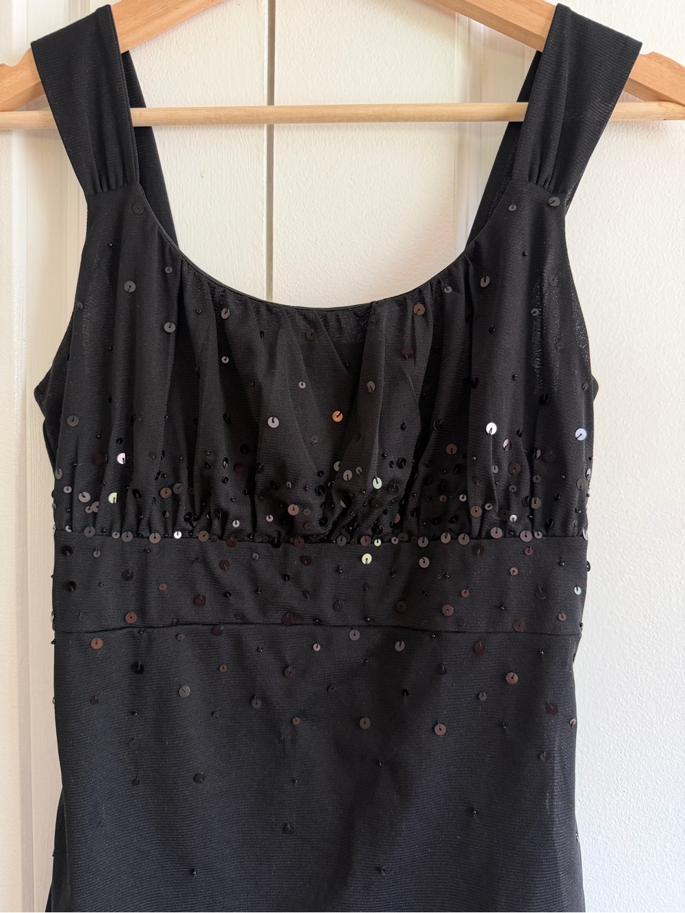 Ann Taylor Black Sequin Sleeveless Evening Top Date Night Sparkle
